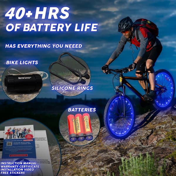 LED-hjulbelysning för cykel med batterier ingår! 100% ljusare