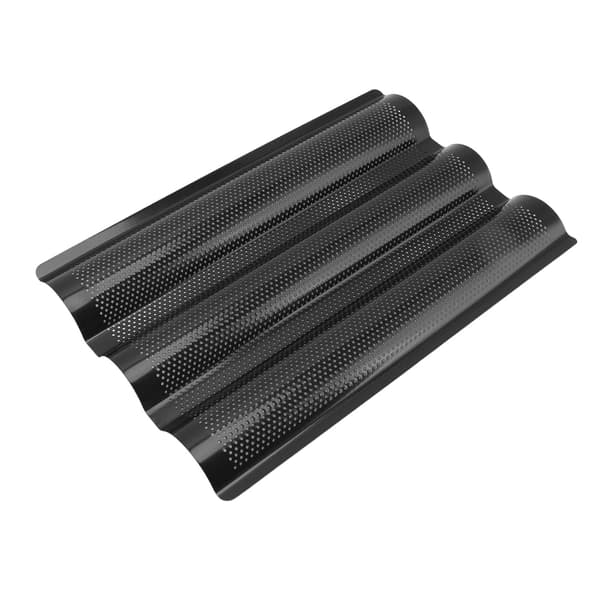 (Sort) Non-stick baguetteform til ovn - perforeret brødbakke