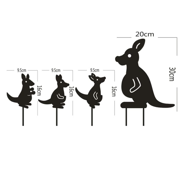 Metal 4 Wallaby Havefigur til Haven, Hul Dyr Ornament