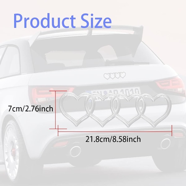 Auton ulkoiset tunnukset 3D-tarra Soveltuu (Hopeanvärinen) Audi A3 A4 A5 A6 A8 TT R8 Q3 Q5 Q7