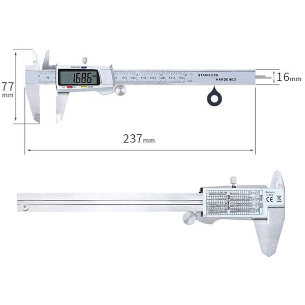 Elektronisk noniusmikrometer 0-150 mm, vit