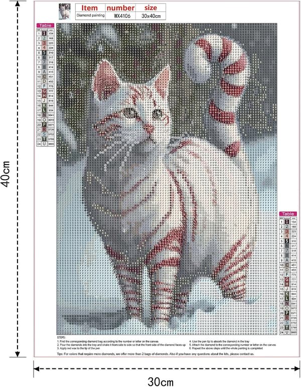 30x40cm, 5D Katt Diamantmålning strassbroderi canvas