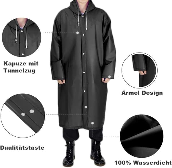 2-pack Regnrock Transparent Regnponcho för Män och Kvinnor, Reu