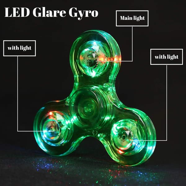 （Krystallgrønn）Krystall LED Lys Fidget Spinner for Barn, LED Lysende Fidget Spinner for T