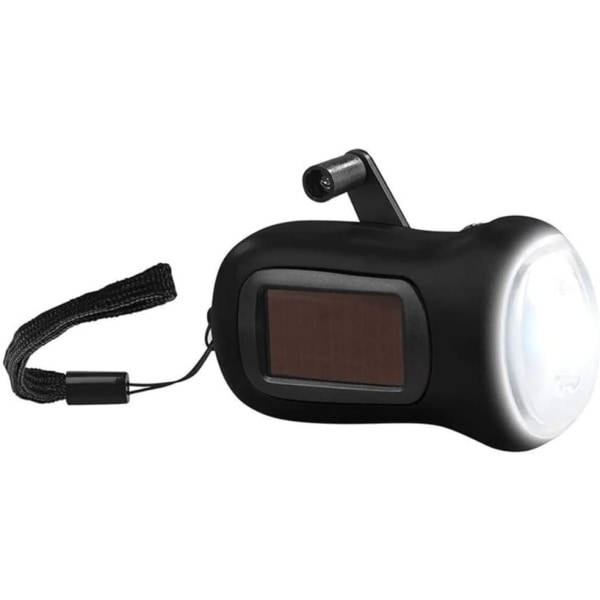 Solcellsdynamo Ficklampa, Handvev Laddningsbar Ficklampa, Bärbar