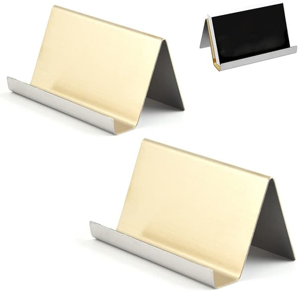 2 stk. Visitholder i Rustfrit Stål (Champagne Guld), Metal