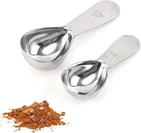 2 stk kaffemåleskjeer i rustfritt stål, rustfritt stål
