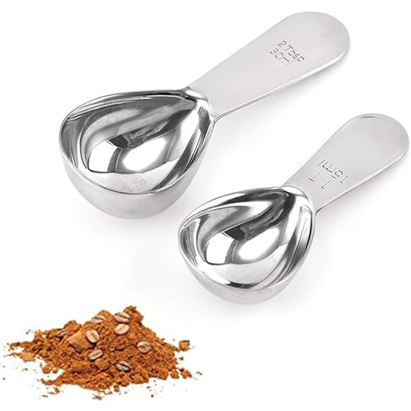 2 stk. Rustfrit Stål Kaffe Måleskeer, Rustfrit Stål