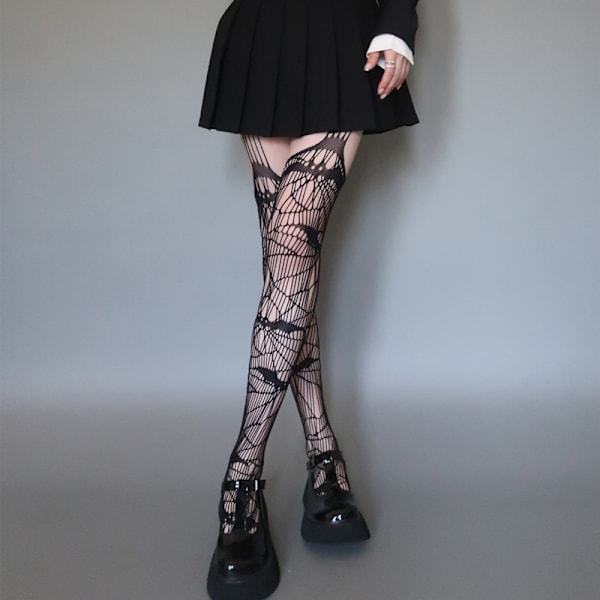 3 Par Sexy Mörka Y2K Oregelbundna Fiskgarnstrumpor Goth Style H