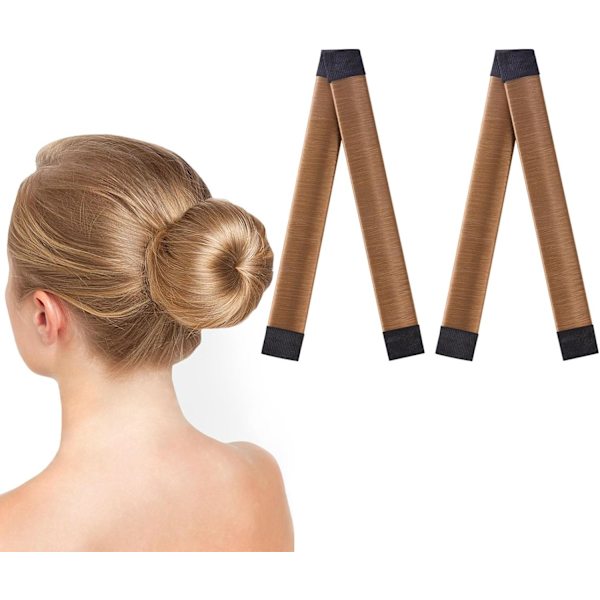 (Lysebrun) 2-delt Bun Maker-sæt, Hårstyling Tilbehør