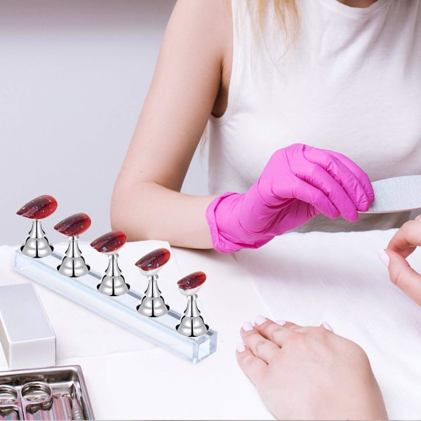 2 Set Nageldisplayställ Nagelspetsövningshållare Magnetisk Nagel