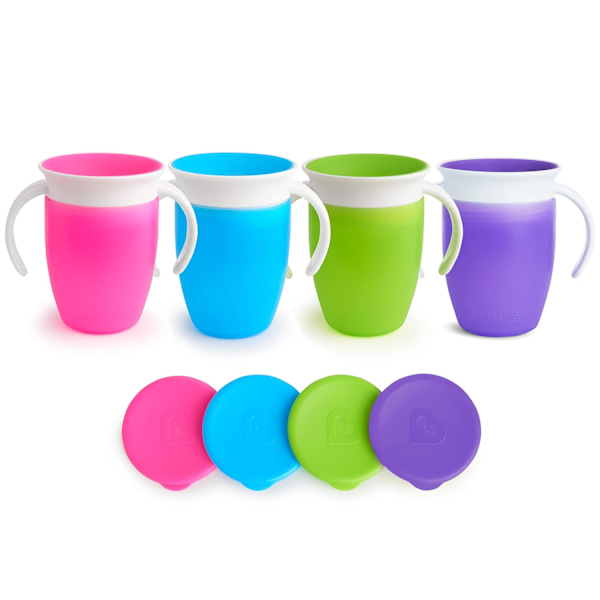 Miracle 360 ​​Träningsmuggar med lock, 7 oz, 4-pack, (Rosa, Blå