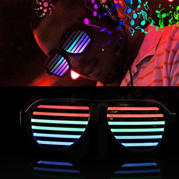 Opplyste lukkerbriller fra Glowseen - Lydresponsive - USB oppladbare