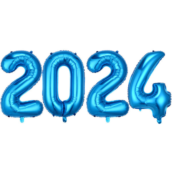 Oppustelige nytårsballoner 2024 (2024 blå) - XXL-nummer