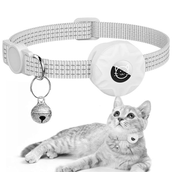 Kattkrage för AirTag, plats tracker, vitt silikonfodral