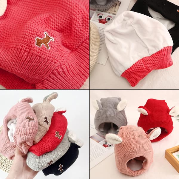 1 Stk (Beige, L) Vinter Hundehat, Hundehat, Strikket Hundehat, Strikket