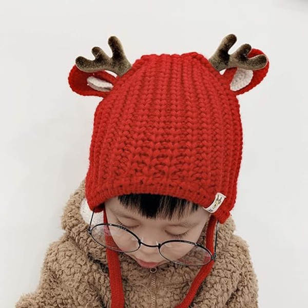 Babyhatt Söt Rensaghorn Mjuk Varm Stickad Virkad Hatt Vinter