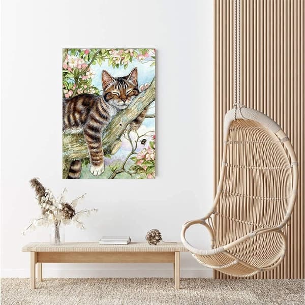 12x16 tommer diamantmalt katt - Full diamantkunst, 5d diamantmaleri