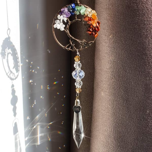 Krystal Prisma Vedhæng Glas Hængende Ornament Blad Solfanger Farve