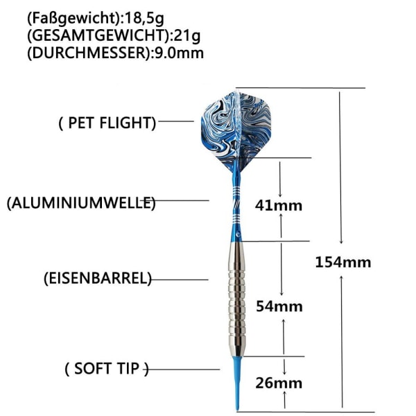 Dart elektronisk darttavla med plastspetsar, set med 3 pilar., So