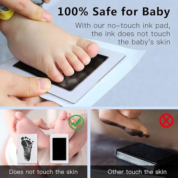 Baby Ink Footprints ram med bläckdyna, baby och handavtryck K