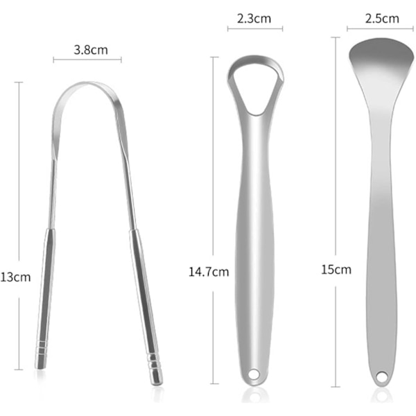 3-pack rostfritt stål tungskrapa