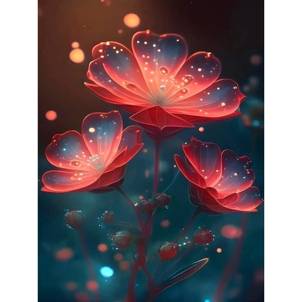 (30 x 40 cm, Flower-C) 5D diamond painting aikuisille, tee-se-itse Di