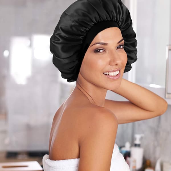 Satin Sovbonnet, Nattmössa med Bred Elastisk Band, Siden Sovhatt