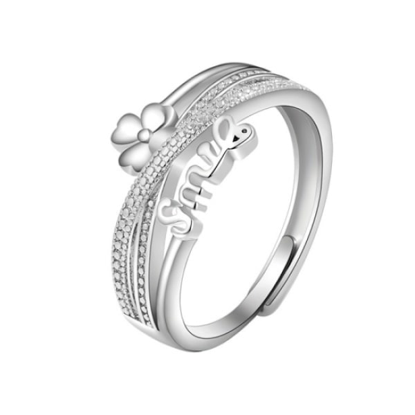 Antistressring Blomma Leende Justerbar Silver