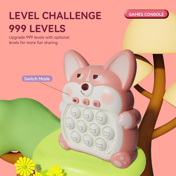 (Corgi Rosa) Light Up Pop Fidget Sensoriska Leksaker Handheld Spel, Push Bubble Pop Pusselspel Ma