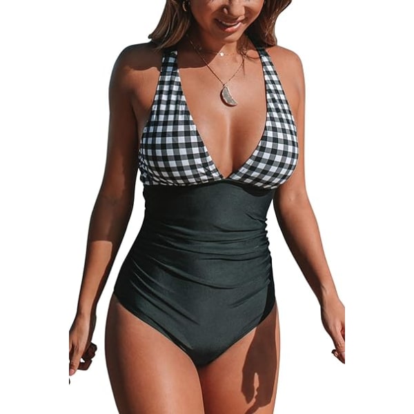 One Piece Swimsuit for Women V Neck Tummy 1 Piece Swimsuit Cross