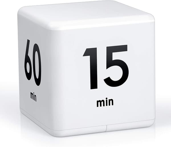 1 Styk Hvid Cube Timer, 15-20-30-60 Minutter til Tidsstyring, Cube Køkken Timer Gravitationssensor
