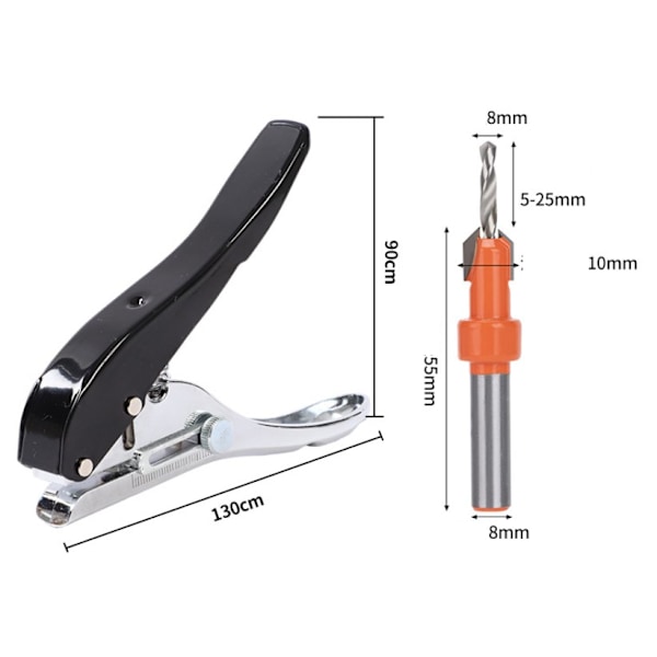 (2 st/set) Handhållen ID-kortslits hålslag med försänkningsborr, rund kraftig Meta