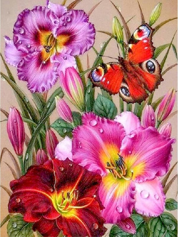 30x40cm, 5d diamantblomster malt rhinestone broderi lerret（