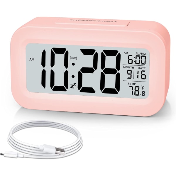 Väckarklocka, liten digital väckarklocka, 5,1" LCD-skärm med USB