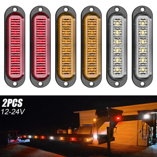 3-osainen kuorma-auto 6 LED-linssillä sivuvalot - punainen, 12-24V kuorma-auton merkkivalo