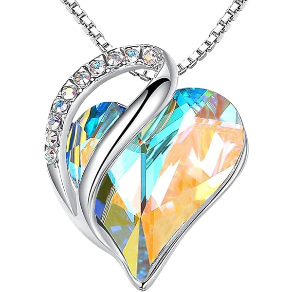 Infinity Love Heart Pendant Halsband, Kristallhalsband för kvinnor