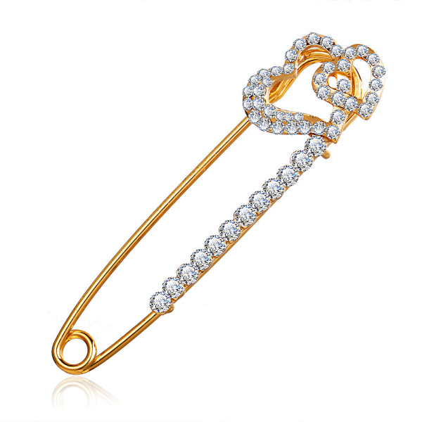 Reversnål (1 stk) Stor smykkenål med perler og rhinsten