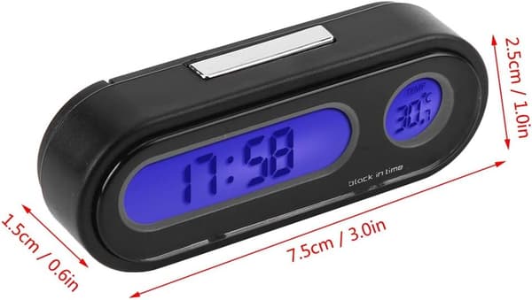 Biltermometer Voltmeter Klokke, 2 i 1 Bil Kjøretøy Interiør Mini