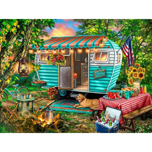 30x40cm vuxenbarn 5D DIY set - campingkamera