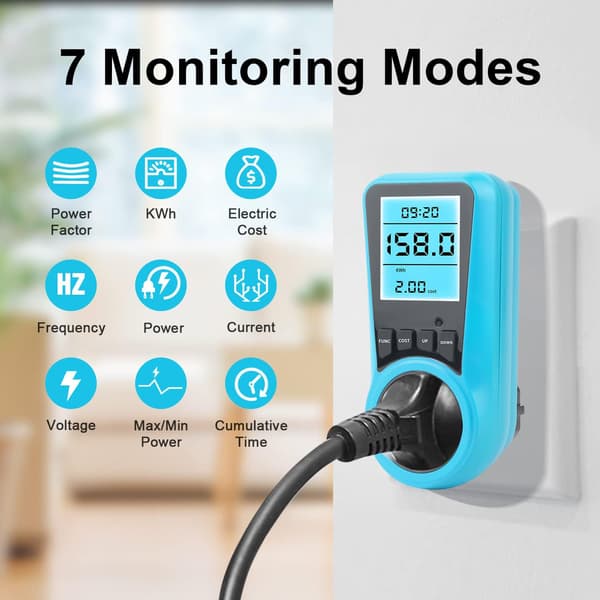 1 uttak Amperemeter, Digital Målerkontakt, Energikostnadsmåler, Strøm