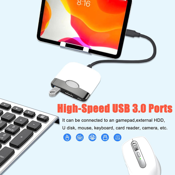 Bærbar Switch Dock til Nintendo Switch HDMI Adapter (Sort og Hvid), Rejse Dock 3-I-1 Switch Docking Station Switch USB C til HDMI