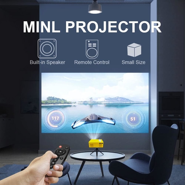 Pro Projector, Mini Portable Projector kompatibel Velegnet til Mo