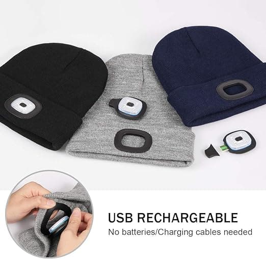 Pipo Hattu Jouluvaloilla USB-Latautuva Taskulamppu Hattu Super