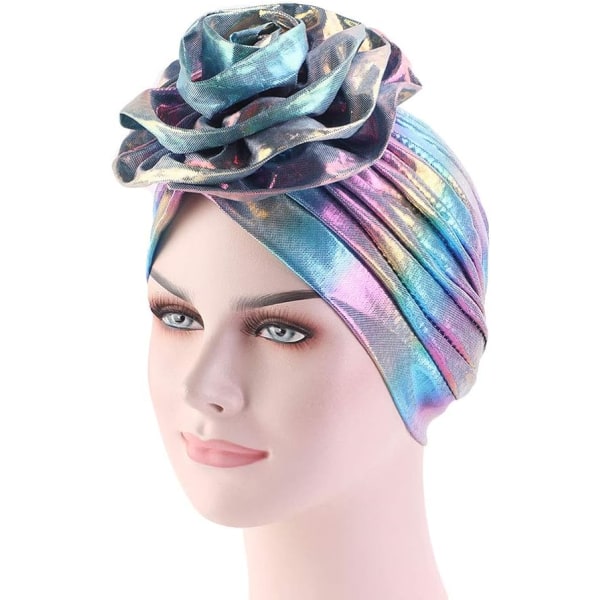 Flash Laser Flower Bandana Färgglad Beanie Hat för kvinnor Stretchy