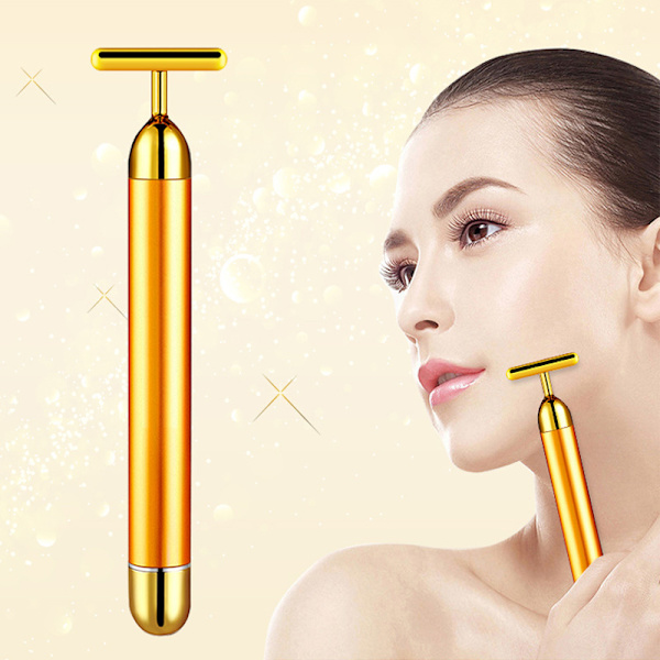 Beauty Stick Gold Ansiktsmassager, T-formad Elektrisk Ansiktsmassager
