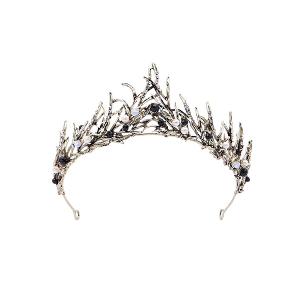 Vintage prinsessa tiara, bladguld pärla tiara för bröllop, brud