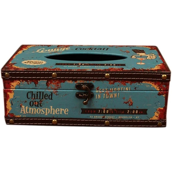 Vintage Chic Shabby Box - Trävävnadscocktailhållare rektangl