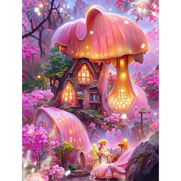 (30 x 40 cm, Pink-B Fantasy Landscape) 5D diamond painting , Fant
