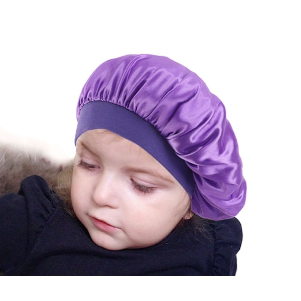 Satin Søvn Bonnet, Nat Hætte med Bred Elastisk, Silke Søvn Hætte